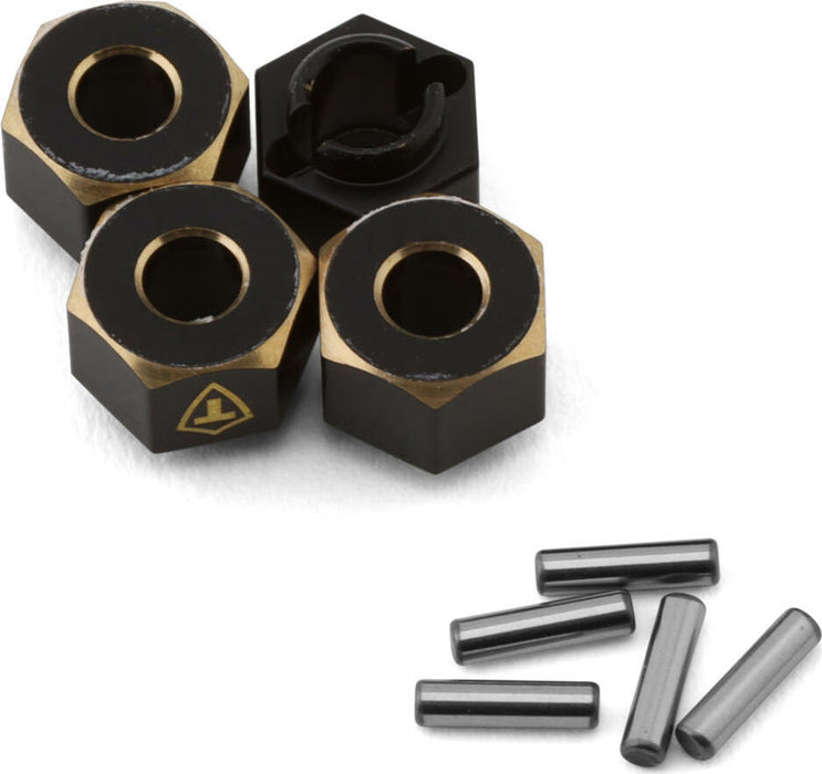 Treal Hobby Extended Brass Wheel Hub Hex for Traxxas TRX-4M (Black) (4) (1.3g)