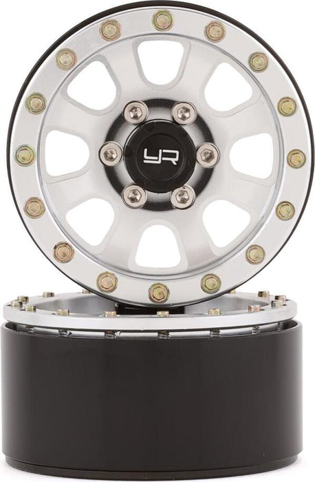 Yeah Racing 1.9" Aluminum 8-Spoke Beadlock Wheels w/12mm Hex (Silver) (2)