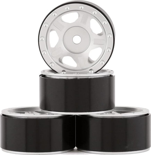 Yeah Racing SCX24 1.0" Aluminum 5 Spoke Slotted Beadlock Wheels (Silver) (4)