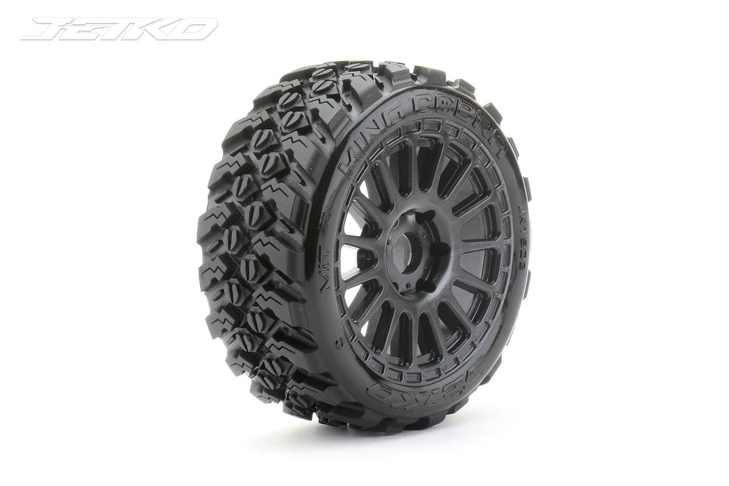 1/8 Buggy King Cobra Tires Mounted on Black Radial Rims, Medium Soft, Belted (2