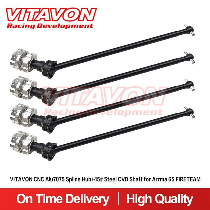VITAVON CNC Alu7075 Fireteam Spline Hub+ HD 45# Steel CVD Shaft For Arrma 6S Fireteam