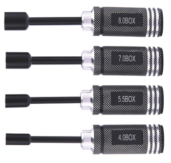 AZTAB Metric Size Hex Nut Driver Set 4pcs (4.0, 5.5, 7.0 & 8.0mm)