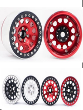 AZTAB Metal 1.9" Beadlock Wheel Rims for 1/10 RC Crawler Red