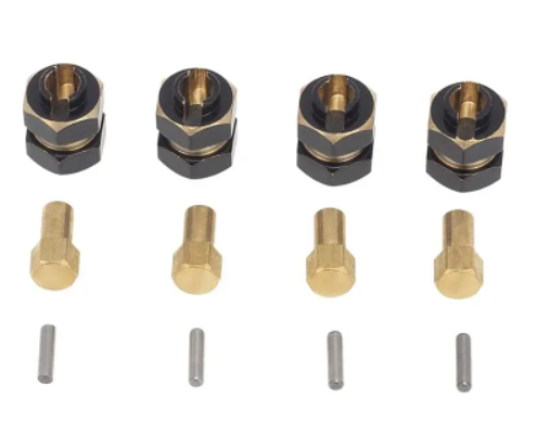 Alloy Machined Brass Wheel Adapters Hex 8mm Thick for Axial 1/24 SCX24 Crawler