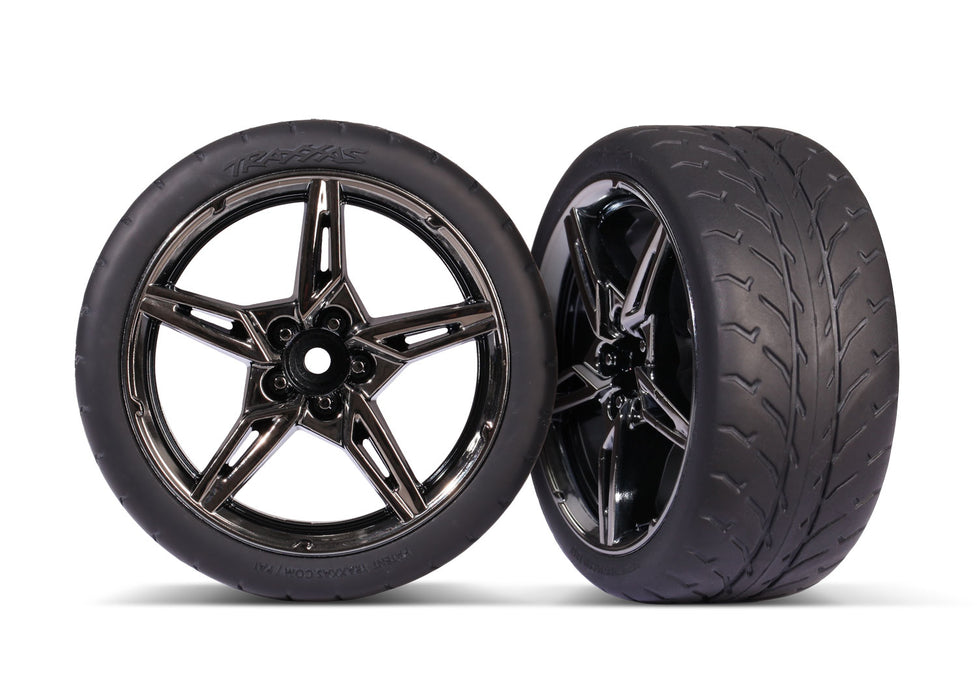 Tires and wheels, assembled, glued (split-spoke black chrome wheels, 2.1' Response tires) (extra wide, rear) (2)