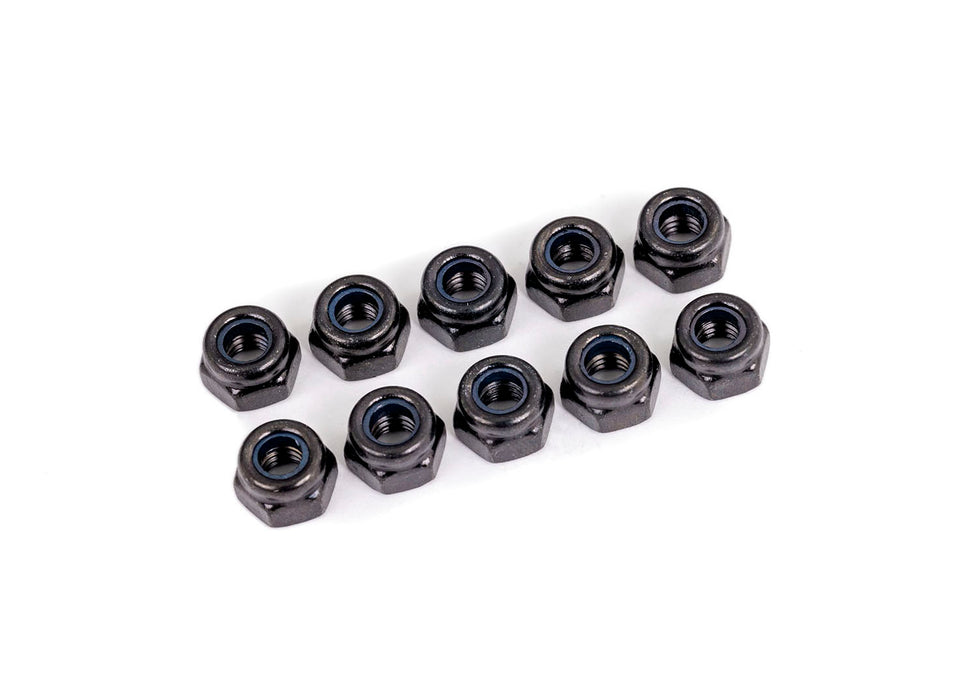 Nuts, 4mm nylon locking, black (10)