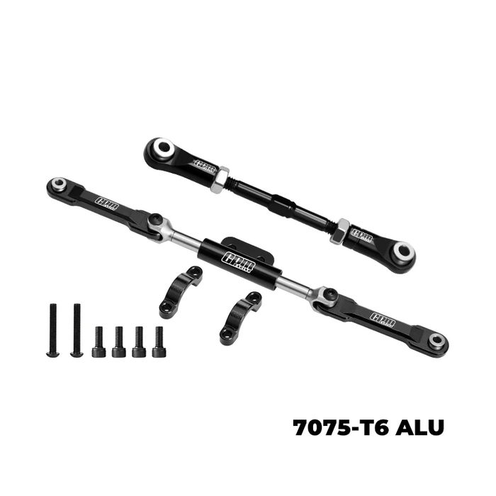 H10 OPTIC 4140 CARBON STEEL + 7075-T6 ALLOY SERVO LINK & FRONT STEERING LINK SET