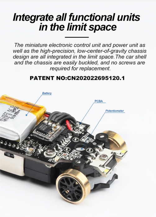 roduct name：1:76 Drift car
model：C64-GN
Scale：1:76
Driving distance：30m
Driving time：30min
Slope angel：30°
Drivemode：2WD
Proportional steering：Proportional steering
Battery parameter：55mAh
Size：60ⅹ25.6ⅹ17.3mm
Weight：21g