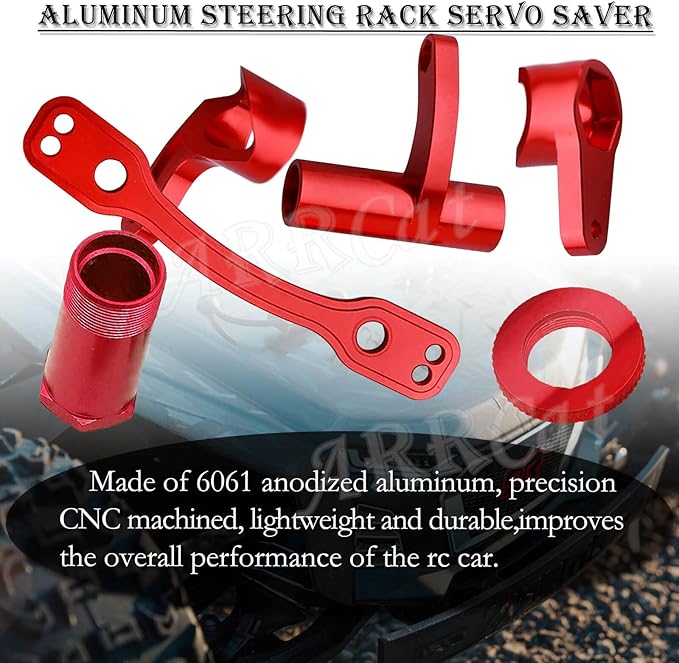 AR340073 Steering Bell Crank Set 1/8 Arrma 6S Steering Rack Bell Servo Saver Hub (RED)