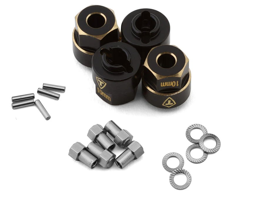 Treal Hobby TRX-4M Extended Brass Wheel Hub Hex (Black) (4) (3g) (+10mm Offset)