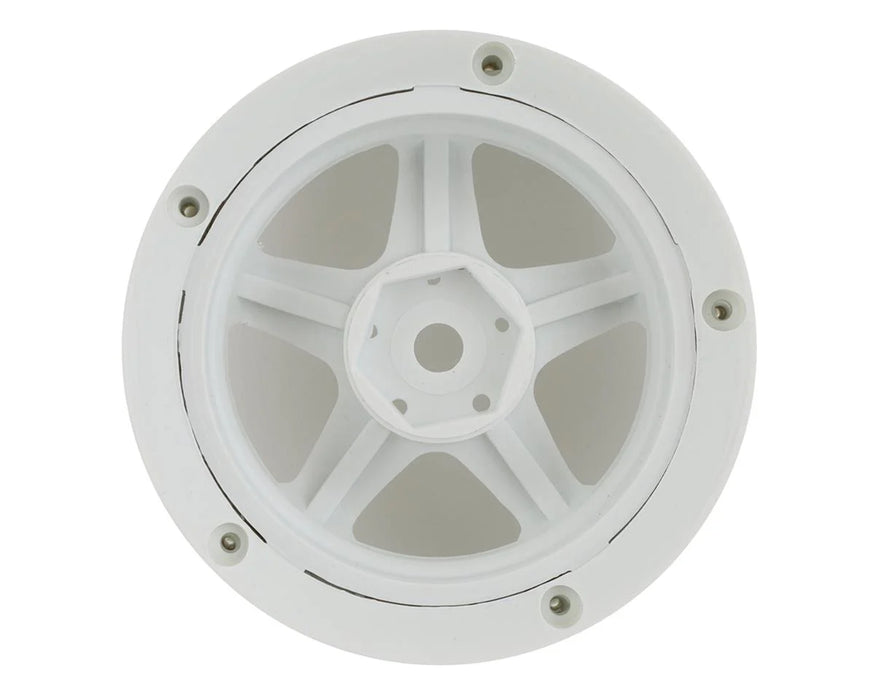 DS Racing Drift Element 5 Spoke Drift Wheels (Triple White w/Black Rivets) (2) (Adjustable Offset) w/12mm Hex