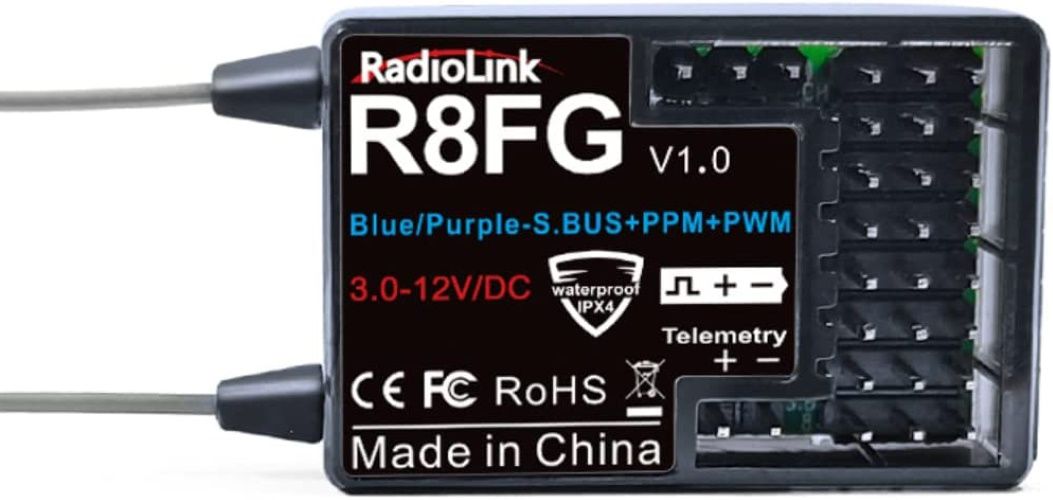 Radiolink 2.4Ghz R8FG 8 Channels Gyro Receiver w Voltage Telemetry Long Range Control