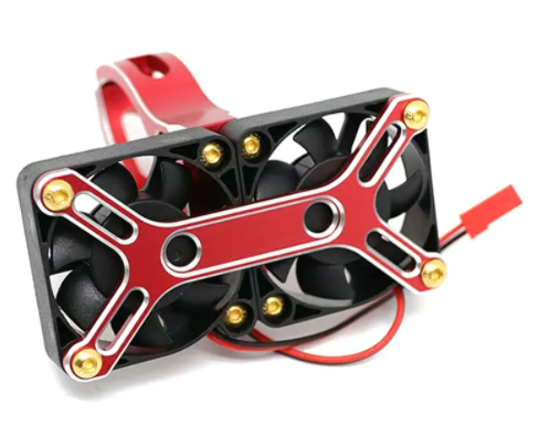 Alloy Mount + 40x40mm Twin Cooling Fan for X-Maxx, Arrma 1/5 & Motor 48-57mm OD