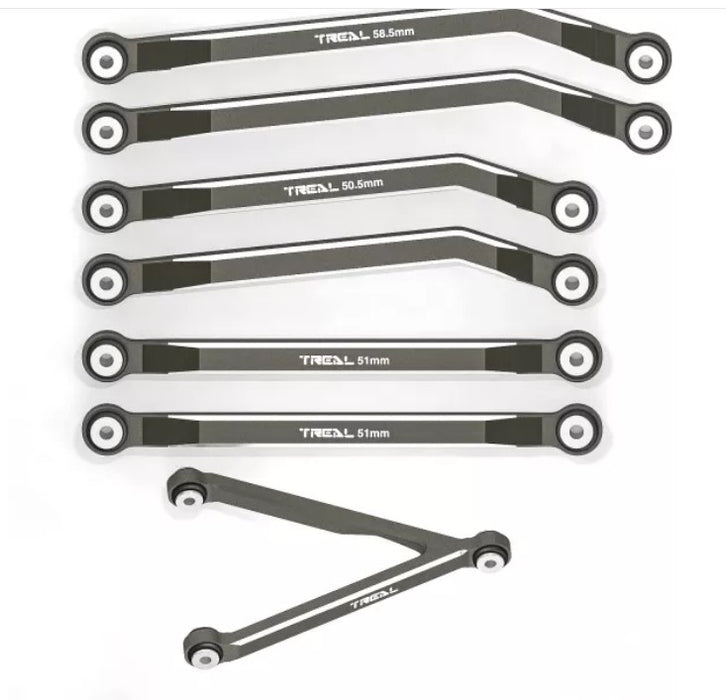 Treal Aluminum 7075 High Clearance Links Set for SCX24 Deadbolt Betty (Grey)