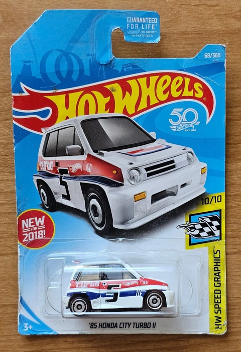 FJV43-D9C0C HOT WHEELS '85 HONDA CITY TURBO II WHITE HW SPEED GRAPHICS 10/10. 68/365