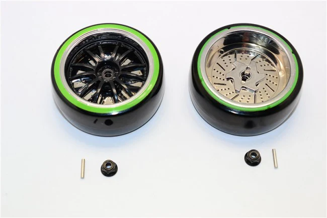 DELRIN DRIFT TIRES OF 26MM WIDTH MOUNT WITH 6 SPOKES PLASTIC WHEELS-1PR SET
