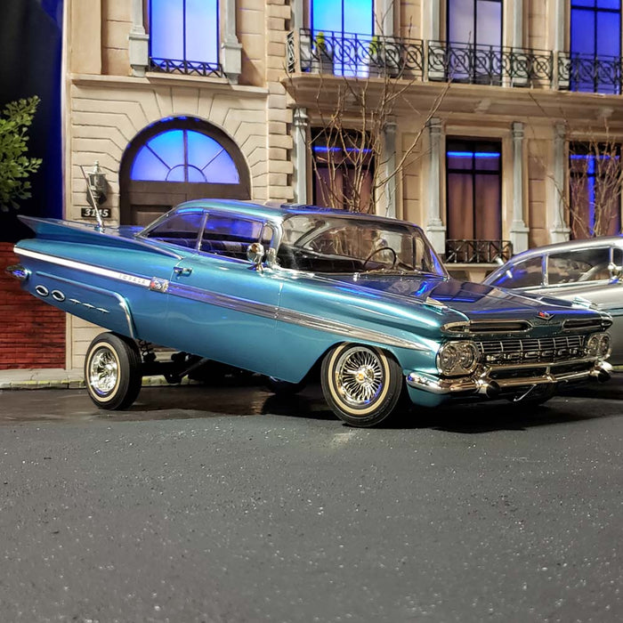 1:10 1959 CHEVROLET IMPALA HOPPING LOWRIDER BLUE