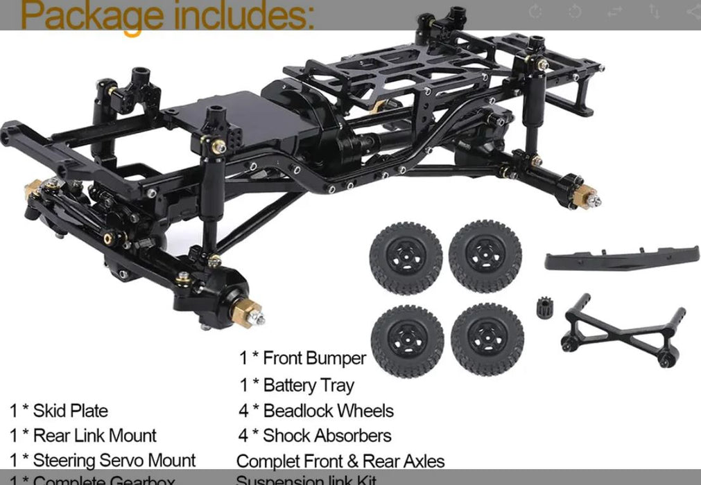 Complete Alloy Conversion Kit w/ 133 Wheelbase for 1/24 SCX24 Deadbolt Crawler