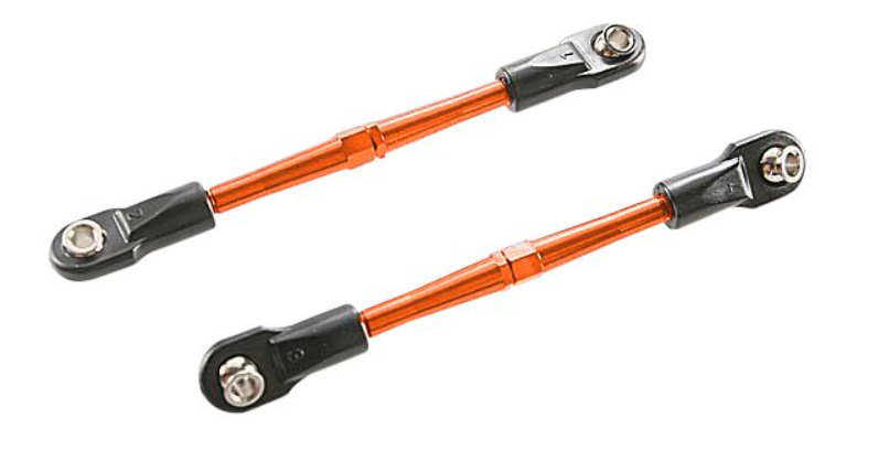 Turnbuckles, aluminum (orange-anodized), toe links, 59mm (2) (assembled w/ rod ends & hollow balls) (requires 5mm aluminum wrench #5477)