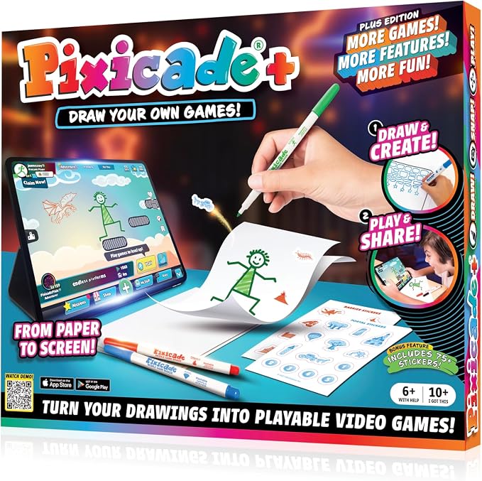 Abacus Brands Pixicade! Plus | Turn Drawings Into Playable Video Games! | Doodle & Draw, Snap Play & Share Instant Video Games!