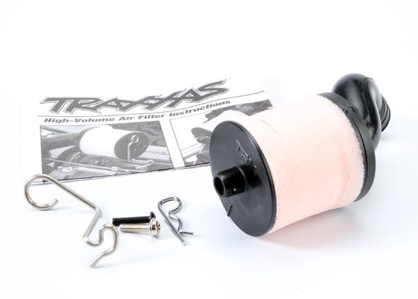 Air filter body (high-volume)/ filter support/ cap/ foam filter, pre-filter/ T-Maxx® filter base (angled)/ wire mount/ hardware (1 each) (Fits Maxx® trucks) (TRX® 2.5, 2.5R, 3.3)