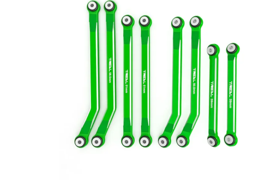 TREAL SCX24 High Clearance Links C10 Bronco 4-Links Design (8pcs) Alu# 7075 for Axial SCX24 C-10 AXI00001 JLU AXI00002 Bronco AXI00006 Green