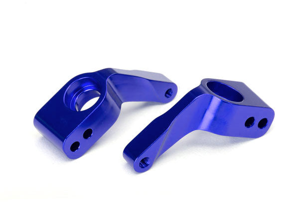 Stub axle carriers, Rustler®/Stampede®/Bandit (2), 6061-T6 aluminum (blue-anodized)/ 5x11mm ball bearings (4)