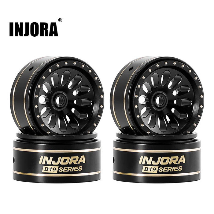 INJORA 0.7" D19 Ripple Black Brass Wheels for 1/30 SCX30