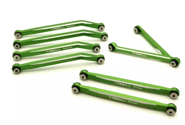 TREAL SCX24 High Clearance Links C10 Bronco 4-Links Design (8pcs) Alu# 7075 for Axial SCX24 C-10 AXI00001 JLU AXI00002 Bronco AXI00006 Green