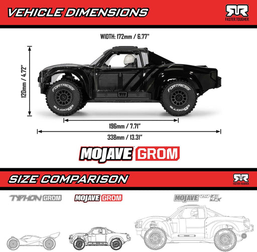 1/16 MOJAVE GROM 4X4 RTA KIT Brushed Desert Truck (Battery & Charger Included), Clear/Black