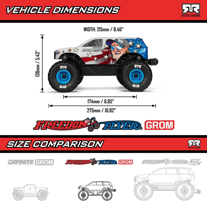 1/16 FREEDOM FLYER GROM 4X4 RTR Brushed Monster Truck (Battery & Charger Included), White