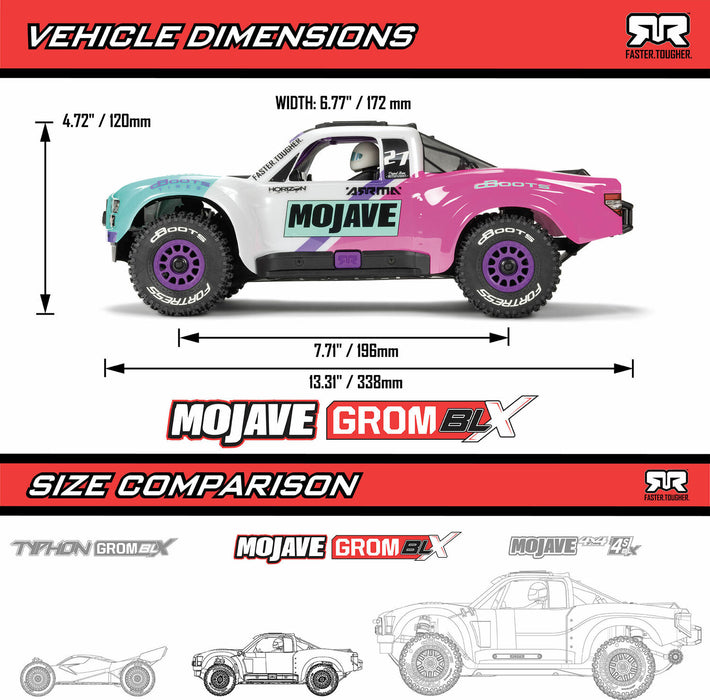 MOJAVE GROM 223S BLX Brushless 4X4 Small Scale Desert Truck RTR with DSC (Battery & Charger included), White