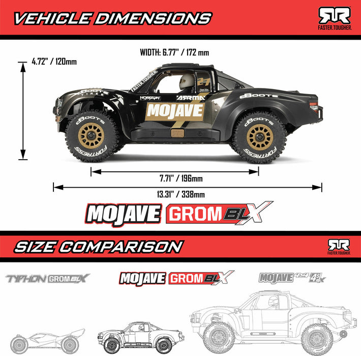 MOJAVE GROM 223S BLX Brushless 4X4 Small Scale Desert Truck RTR with DSC, Black