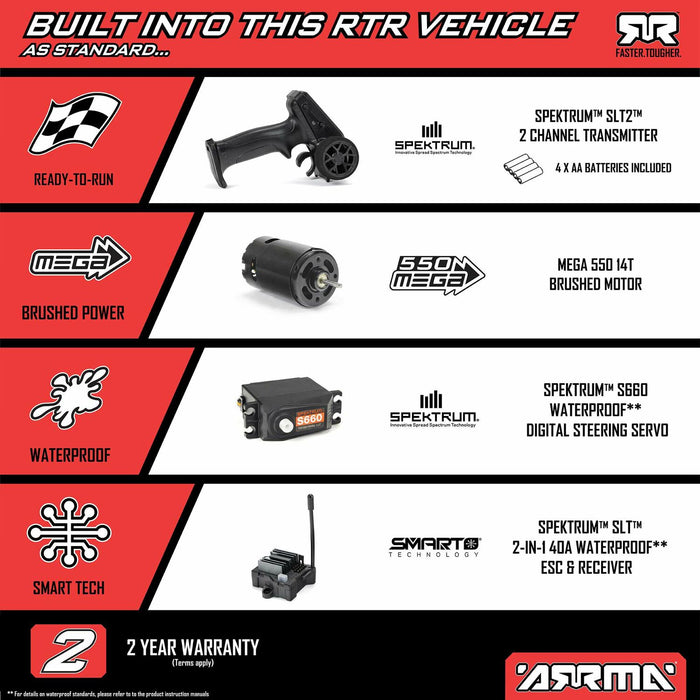 1/10 FURY MEGA 550 2WD Short Course Truck RTR with Battery & Charger, Red