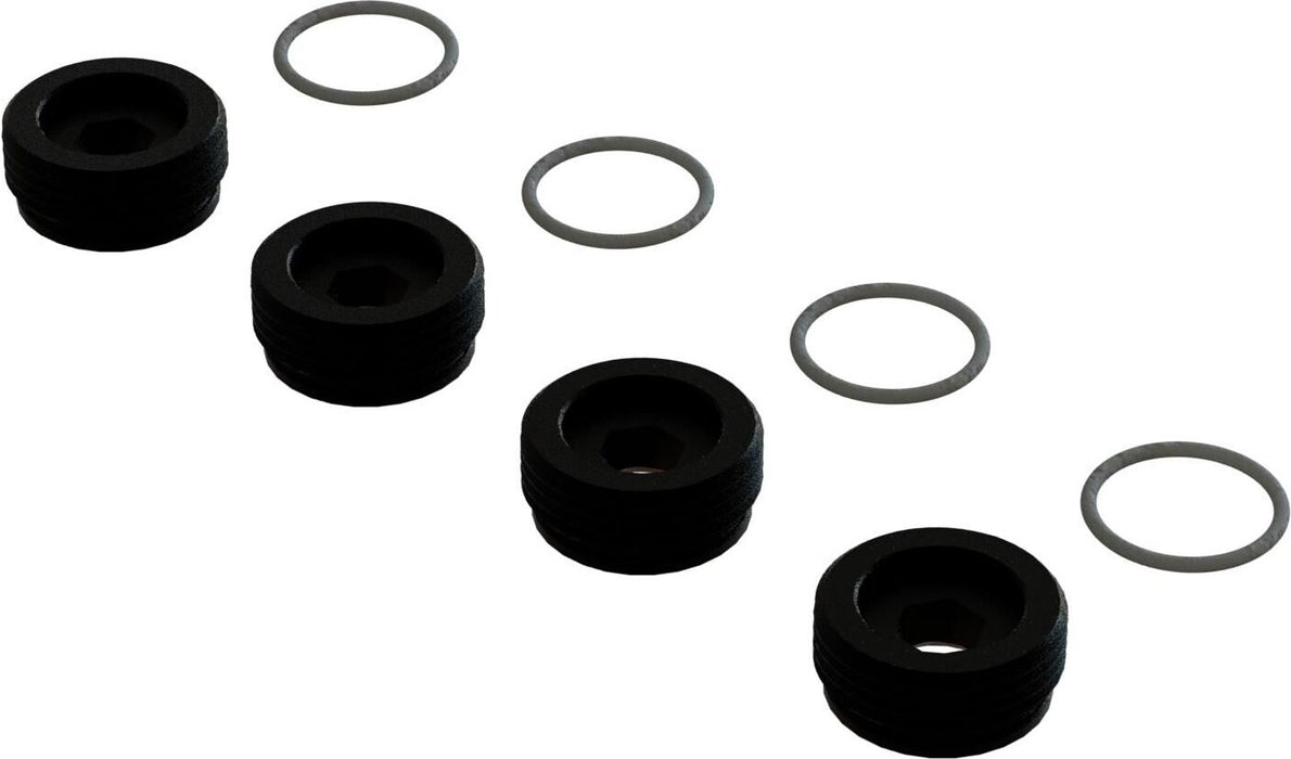 Front Hub Nut Includes O-Rings, Aluminum, Black (4)