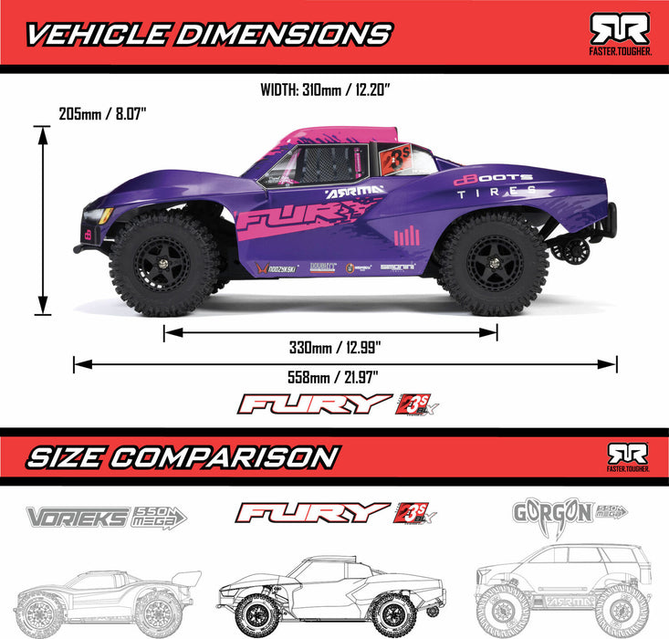 1/10 FURY 223S BLX Brushless 2WD Short Course Truck RTR with DSC, Blue