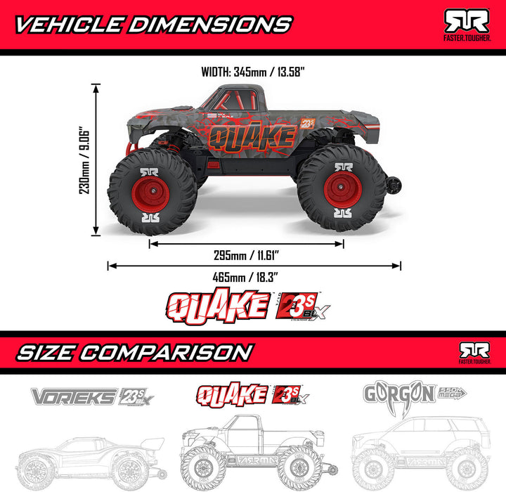 1/10 QUAKE 223S DSC 2WD RTR Brushless Monster Truck, Green