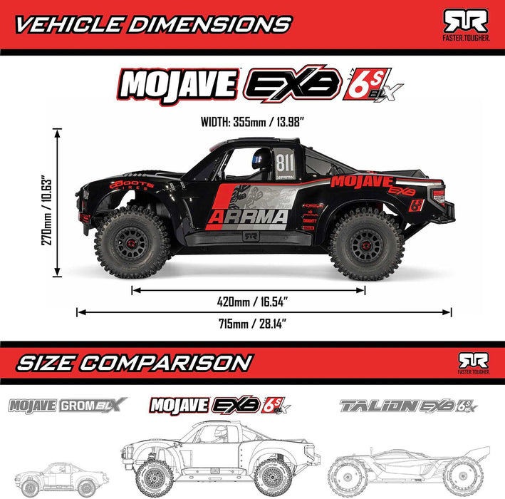 1/7 MOJAVE 6S EXB 4X4 RTR Brushless Desert Truck, Black