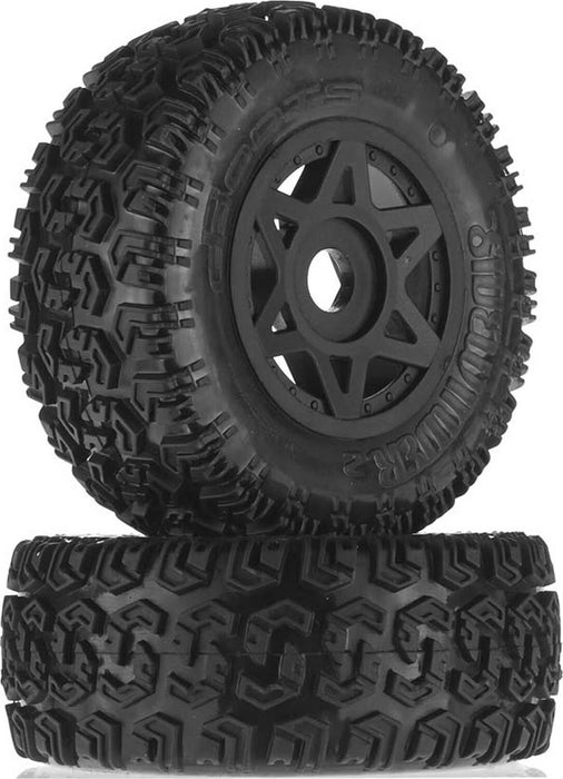 1/10 dBoots Sidewinder 2 Front/Rear 2.2/3.0 Pre-Mounted Tires, 17mm Hex, Black (2): 6S