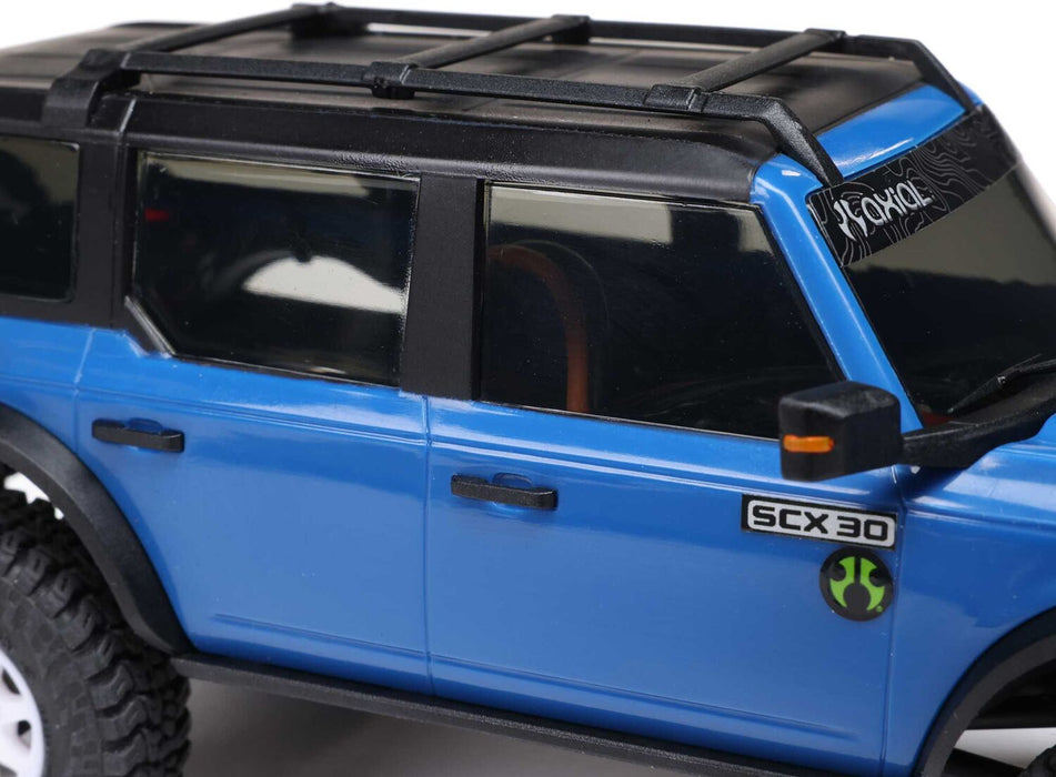 1/30 SCX30 Ford Bronco 4X4 RTR Brushed Rock Crawler (Battery & Charger Included), Blue