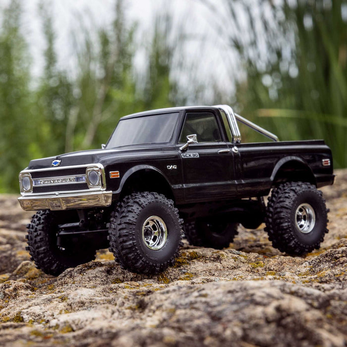 1/30 SCX30 Chevrolet K10 4X4 RTR Brushed Rock Crawler (Battery & Charger Included), Black