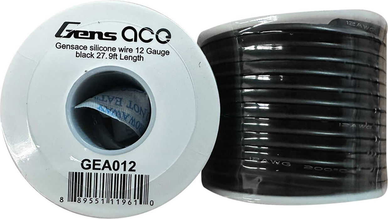 Silicone Wire, 12 Gauge, 27.9 ft Length, Black