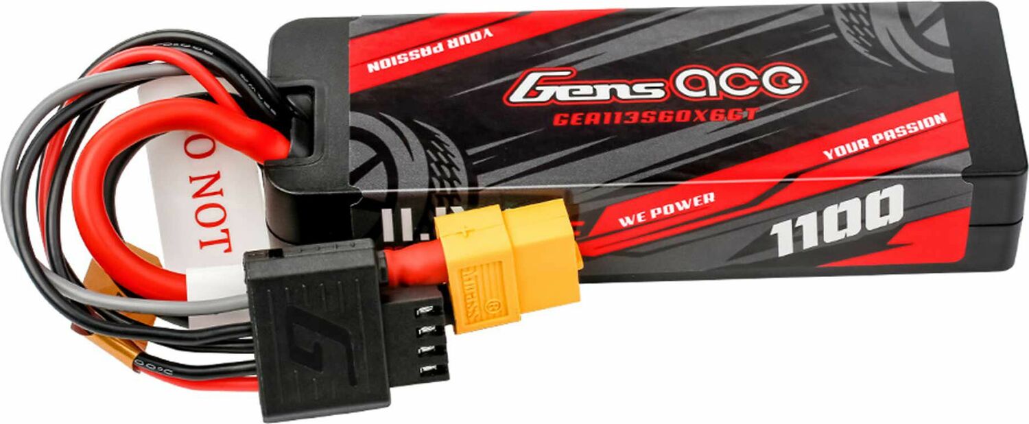 Gens ace 1100mAh 3S 60C 11.1V HardCase G-tech Lipo Battery Pack with XT60 Plug