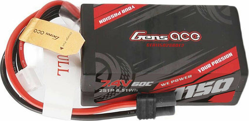 Gens ace G-Tech 1150mAh 2S 60C 7.4V HardCase Lipo Battery with IEC2 Plug