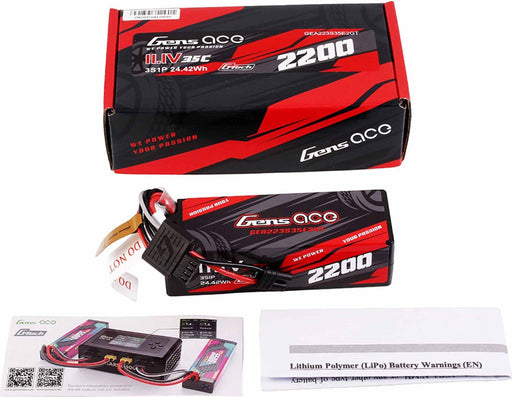 11.1V 2200mAh 3S 35C Hardcase G-Tech LiPo Battery: IC2