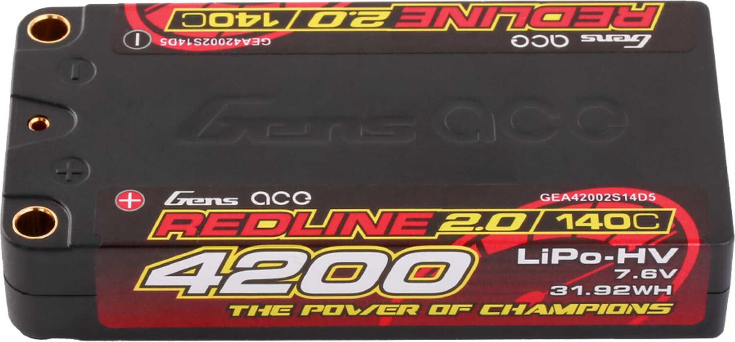 7.6V 4200mAh 2S 140C Shorty Hardcase LiHV Battery: 5mm Tubes