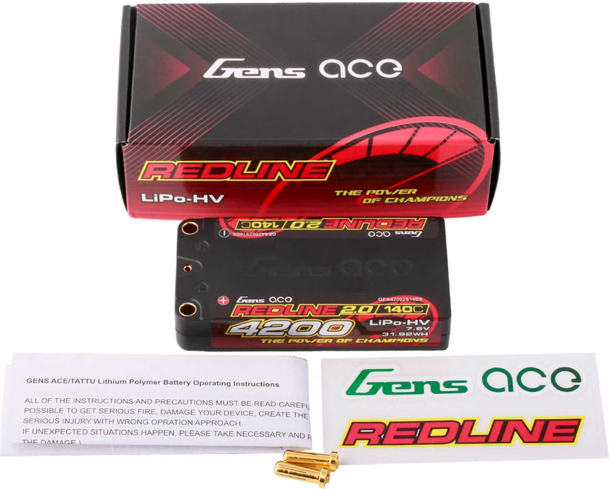 7.6V 4200mAh 2S 140C Shorty Hardcase LiHV Battery: 5mm Tubes