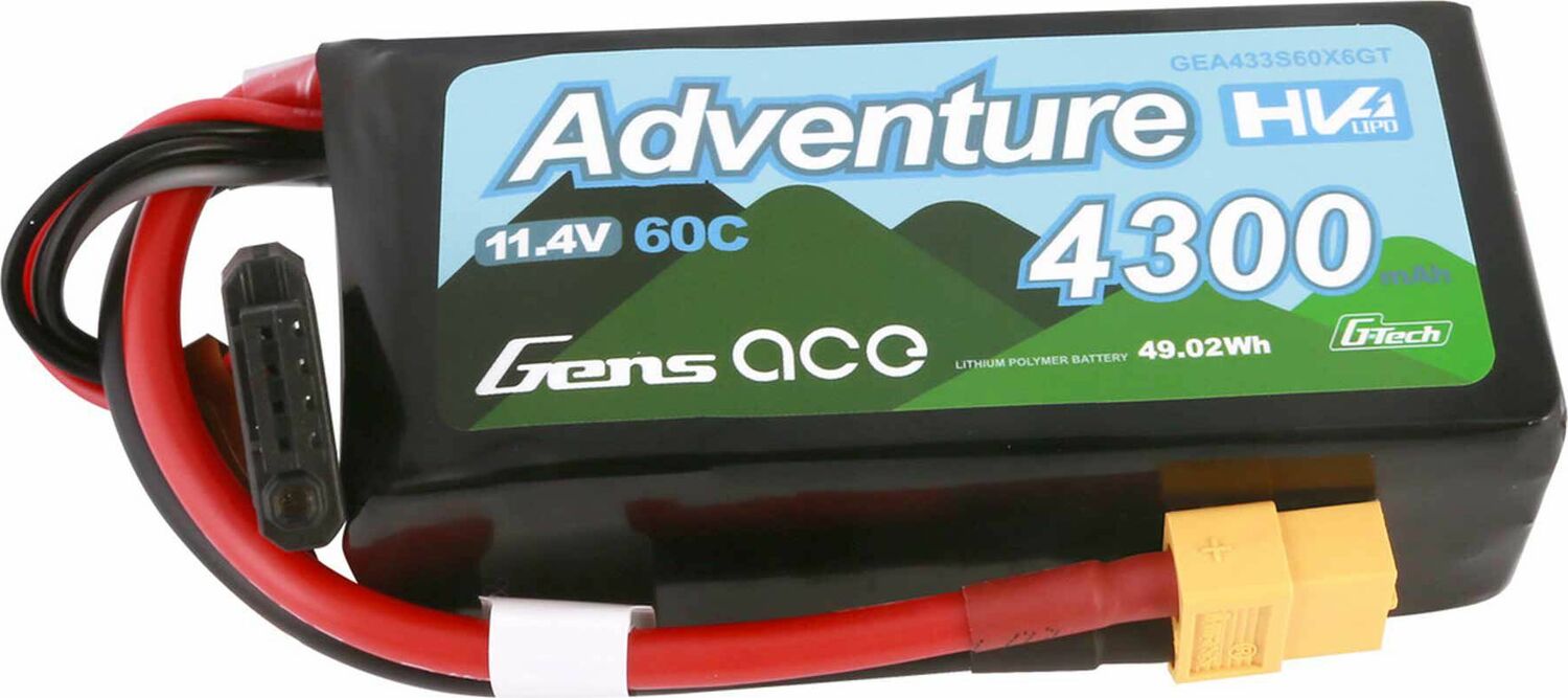 11.4V 4300mAh 3S 60C G-Tech Smart Lipo Battery: XT60