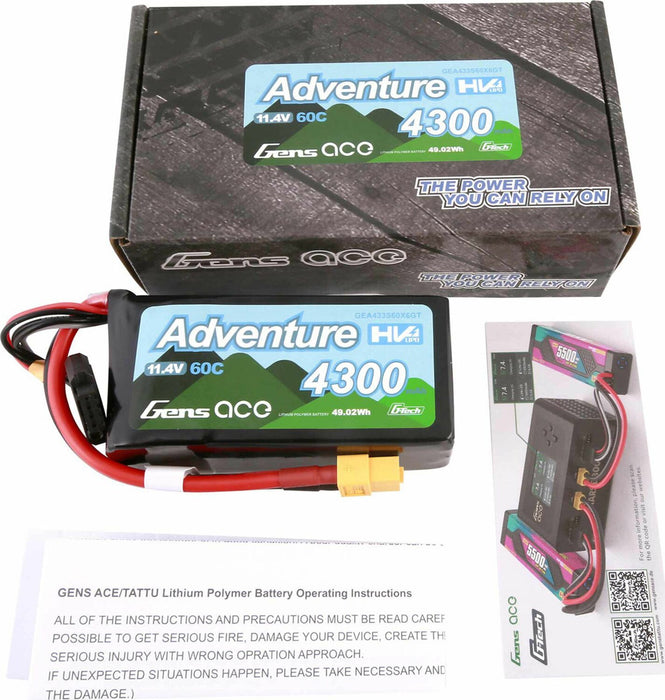 11.4V 4300mAh 3S 60C G-Tech Smart Lipo Battery: XT60