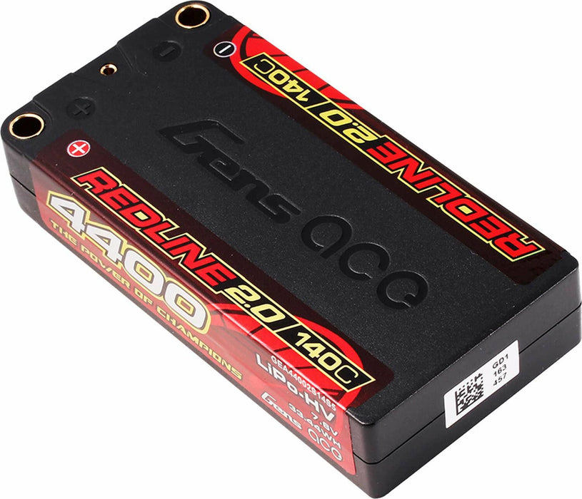 Gens ace Redline 2.0 4400mAh 2S 7.6V 140C HardCase Lipo Battery with 5.0mm bullet
